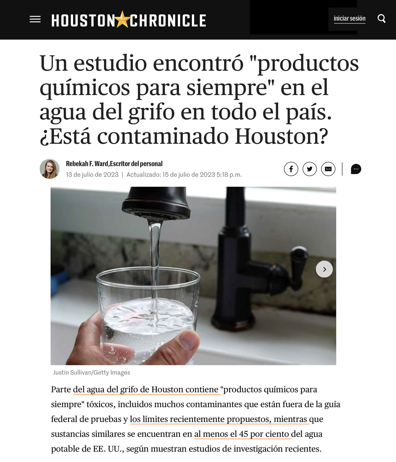 Un estudio encontró "productos químicos para siempre" en el agua del grifo en todo el país. ¿Está contaminado Houston?
